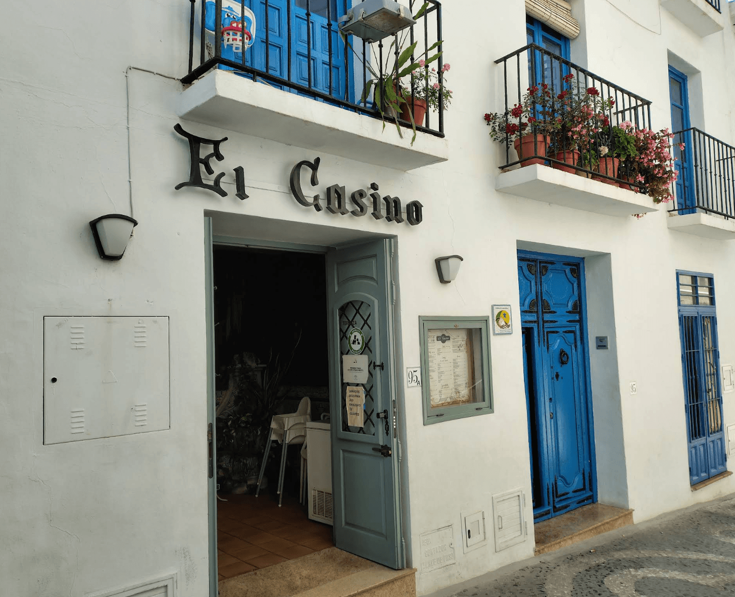 Storefront of El Casino restaurant in Frigiliana